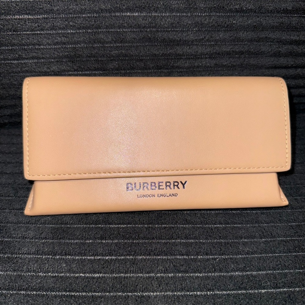 Burberry London England Tan Folding Sunglasses Eyeglasses Case Beige Designer